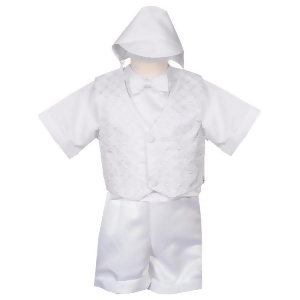Rafael Collection Baby Boys 4 pc Organza Vest Hat Baptism Outfit 3-24M - 18 Months