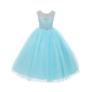 Rain Kids Little Girls Aqua Illusion Sequin Rhinestone Tulle Pageant Dress 4-6 - 4