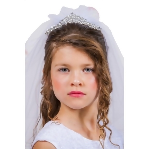 Kids Dream Girls White Rhinestone Side Comb Tiara Communion Flower Girl Veil - All