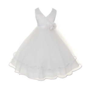 Kids Dream Little Girls White Criss-Cross Satin Tulle Flower Girl Dress 2-6 - 4