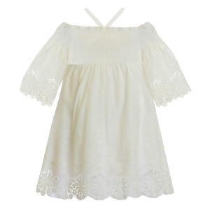 Biscotti Little Girls White Off-Shoulder Smocked Top Embroidered Dress 4-6X - 4