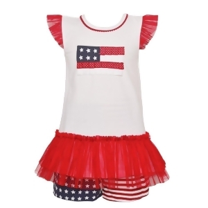 Bonnie Jean Little Girls Red Ruffle American Flag 2 Pc Shorts Outfit 2T-6x - 4