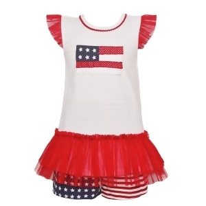 Bonnie Jean Little Girls Red Ruffle American Flag 2 Pc Shorts Outfit 2T-6x - 5