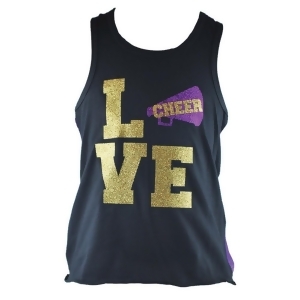 Reflectionz Big Girls Black Purple Love Cheer Racer Back Tank Top 8-12 - 10