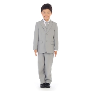 Angels Garment Little Boys Silver Jacket Pants Vest Tie Shirt Handsome Suit 2-7 - 4