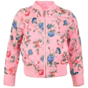 Urban Republic Little Girls Pink Floral Print Silky Flight Zip Jacket 4-6X - 4
