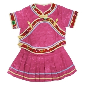 Wenchoice Little Girls Pink Chinese Retro Style 2 Piece Blouse Skirt Set 12M-8 - M(2-4)