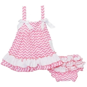Wenchoice Baby Girls Pink White Bow Ruffles Swing Top Set 9-24M - 12-18 Months