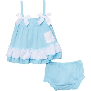 Wenchoice Baby Girls Light Blue Bow Ruffles Swing Top Set 9-24M - 18-24 Months