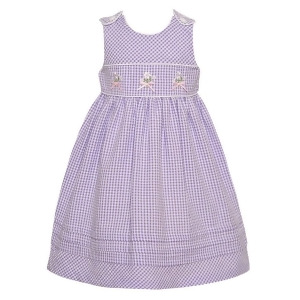 Bonnie Jean Baby Girls Lavender Checker Print Flower Applique Dress 12-24M - 18 Months