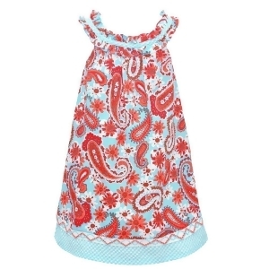 Bonnie Jean Little Girls Aqua Floral Print Ruffle Sleeveless Dress 2-4T - 2T
