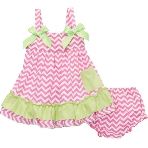 Wenchoice Baby Girls Hot Pink Lime Chevron Bow Ruffles Swing Top Set 9-24M - 18-24 Months