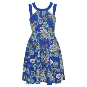 Bonnie Jean Big Girls Royal Blue Floral Print Criss-Cross Strappy Dress 7-16 - 8