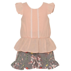 Bonnie Jean Little Girls Pink Floral Print Bow 2 Pc Flared Shorts Set 2T-6x - 4T