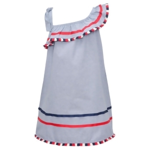 Bonnie Jean Big Girls Blue One Shoulder Ruffled Tea Length Dress 7-16 - 8