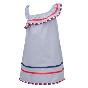 Bonnie Jean Little Girls Blue One Shoulder Ruffled Tea Length Dress 2T-6x - 6