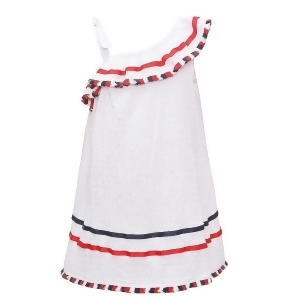 Bonnie Jean Little Girls White One Shoulder Ruffled Tea Length Dress 2T-6x - 4T