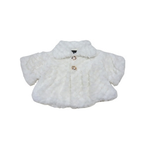 Baby Girls White Swirl Soft Texture Button Closure Faux Fur Jacket 12-24M - 24 Months