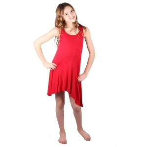 Lori Jane Big Girls Red Loose Fit Asymmetrical Tank Tunic Dress 6-14 - 10/12