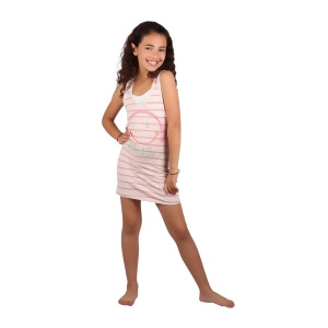 Lori Jane Big Girls Pink White Stripe Studs Trendy Tank Tunic Dress 6-14 - 8/10