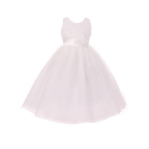 Big Girls White 3D Flower Adorned Top Tulle Skirt Communion Dress 8-18 - 18