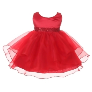Chic Baby Girls Red Organza Embellished Waist Flower Girl Dress 3-24M - 24 Months