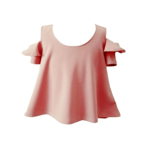 Little Girls Blush Cold Shoulder Ruffle Loose Fit Summer Blouse 2-6 - 4