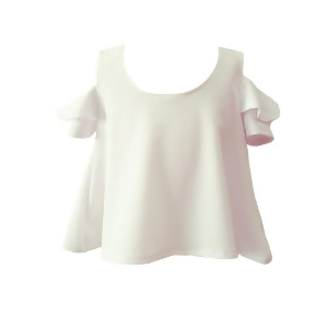 Little Girls White Cold Shoulder Ruffle Loose Fit Summer Blouse 2-6 - 4