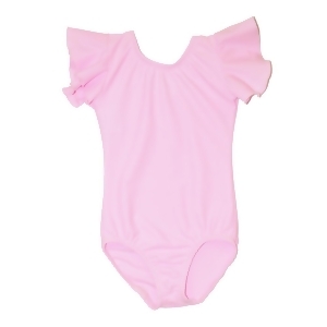 Little Girls Pink Solid Color Flutter Sleeved Dancewear Leotard 2-4 - 2T/4T