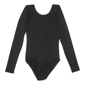 Big Girls Black Solid Color Long Sleeved Dancewear Leotard - 6X/7