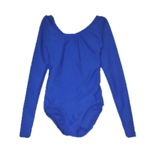 Big Girls Royal Blue Solid Color Long Sleeved Dancewear Leotard - 6X/7