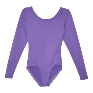 Big Girls Lavender Solid Color Long Sleeved Dancewear Leotard - 10/12