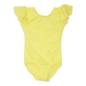 Big Girls Bright Yellow Flutter Sleeved Dancewear Leotard - 10/12