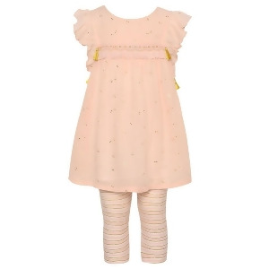 Rare Editions Baby Girls Pink Flutter Sleeve Tunic 2 Pc Legging Outfit 12-24M - 12 Months