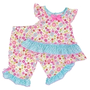 Laura Dare Little Girls Pink Blue Polka Dot Floral Print 2 Pc Pajama Set 2T-6x - 4