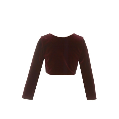 Crayon Kids Big Girls Black Long Sleeve One Button Velvet Bolero Sweater 8-14