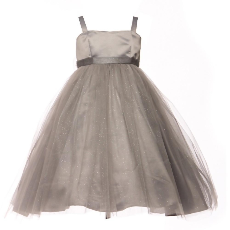 girls grey flower girl dress