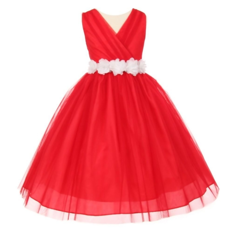red dress with little white flowers