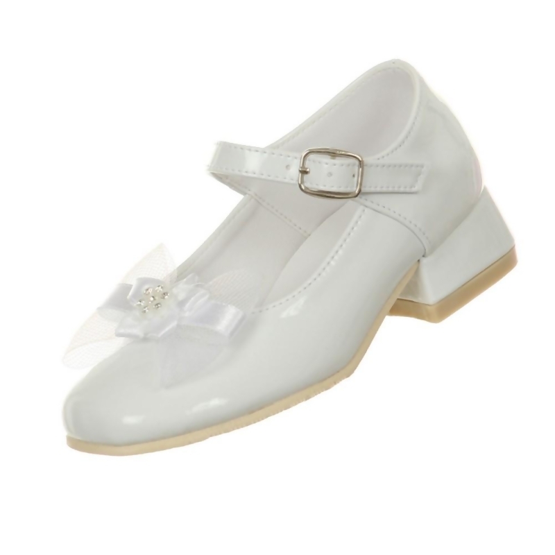 Rain Kids Big Girls White Patent Bow Glittery Stud Dress Shoes 11 5 Kids From Sophia S Style At Shop Com