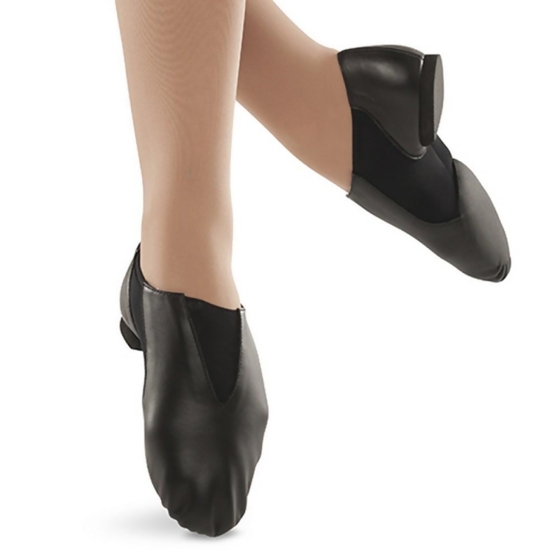 black leather slip on jazz shoes