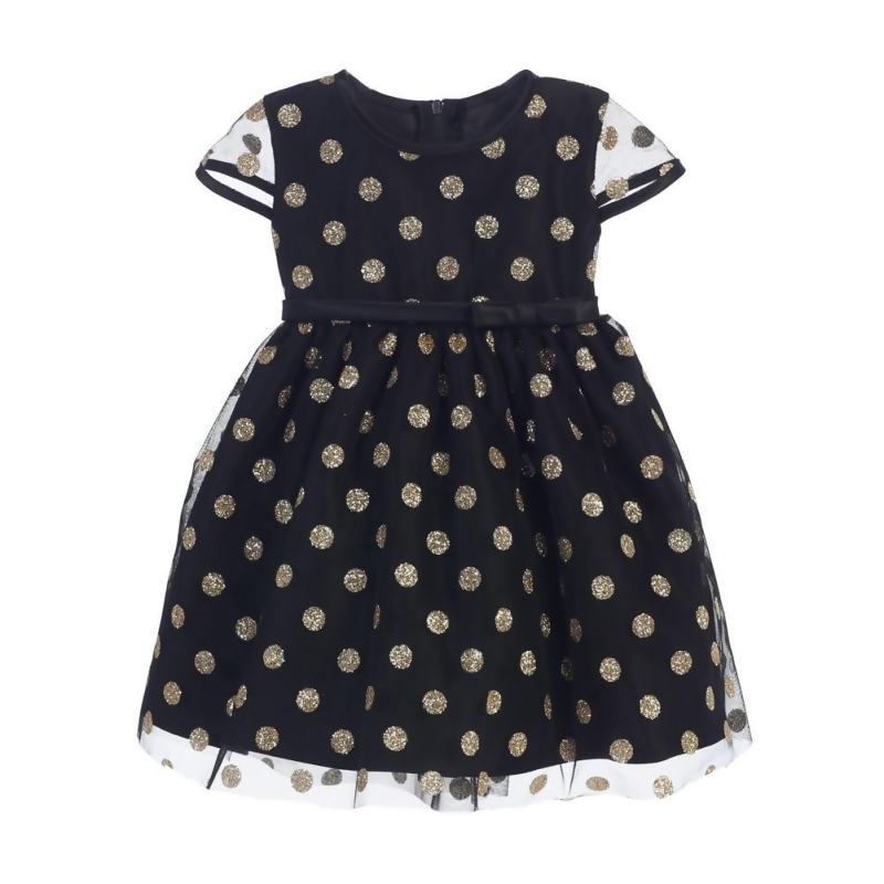 black and gold polka dot dress