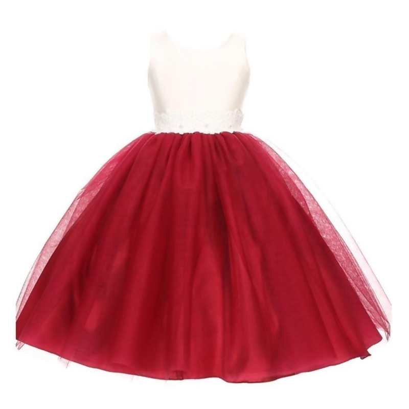 maroon and white flower girl dresses