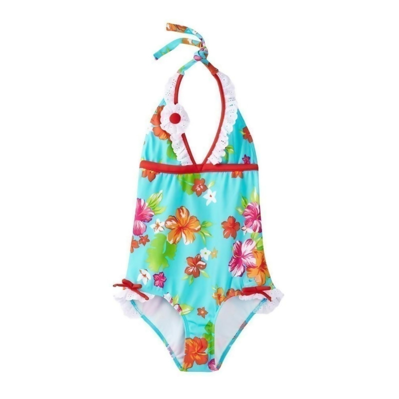 Azul Little Girls Red Turquoise Floral Totes Cute One Piece Swimsuit 4 6 From Sophia S Style At Shop Com
