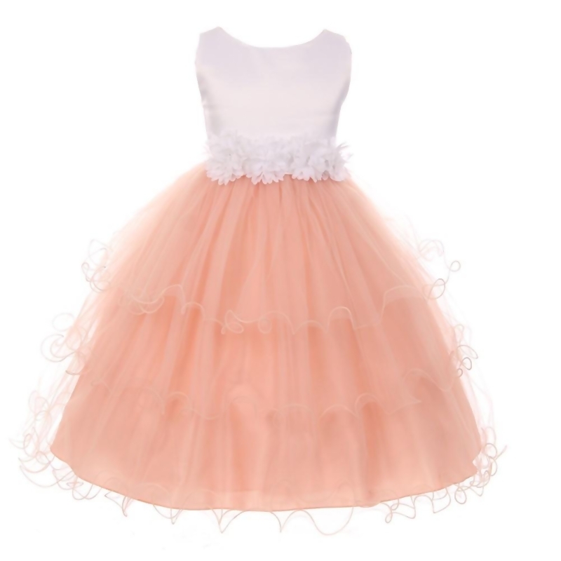 white and peach flower girl dresses