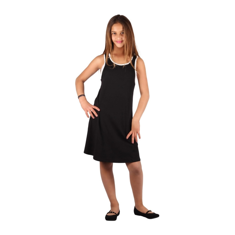 girls black sleeveless dress
