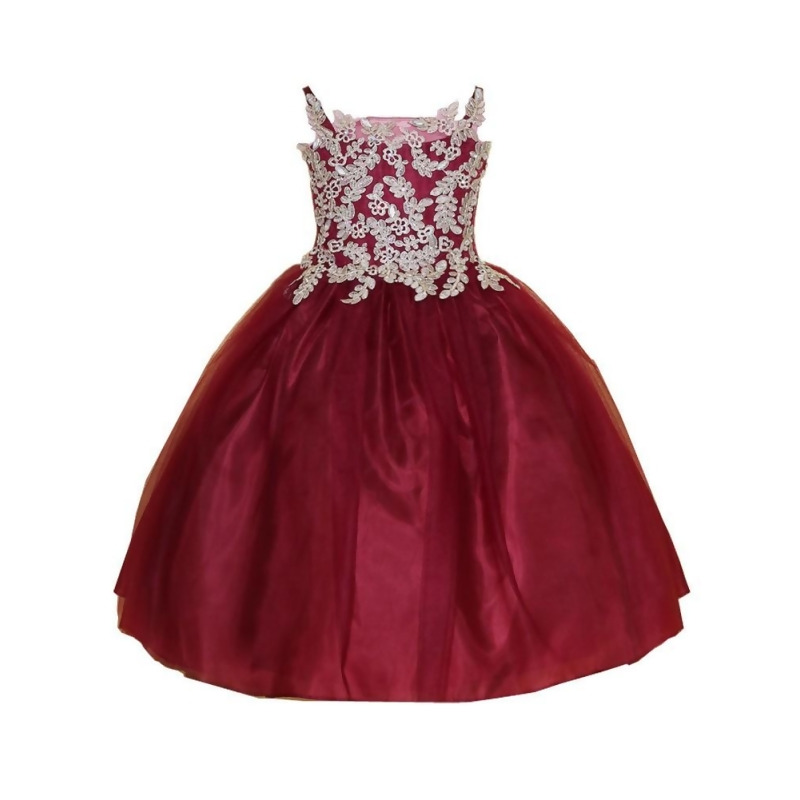 maroon and gold flower girl dresses