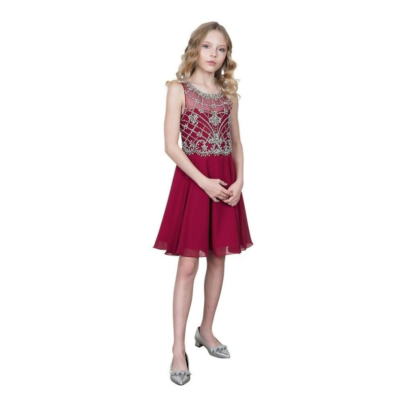 girls burgundy party dress