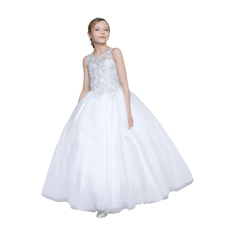 girls white pageant dress