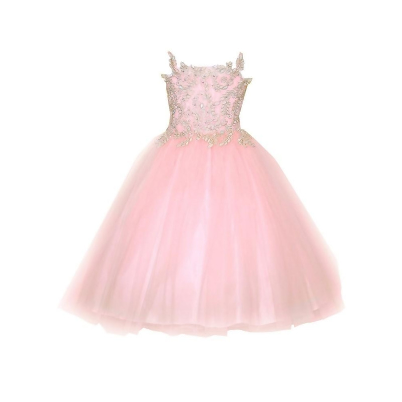 blush and gold flower girl dresses