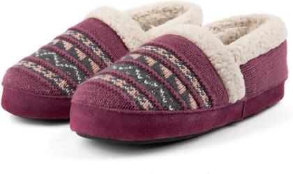 RockDove Women's Fair Isle Knit Memory Foam Slipper with Rubber Sole 